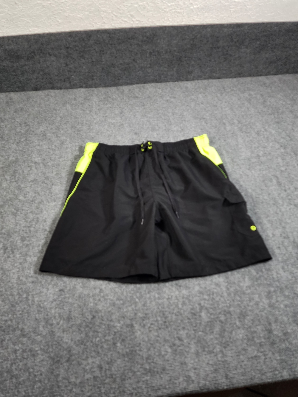 Speedo Black Swim Trunks with Neon Yellow Accents
